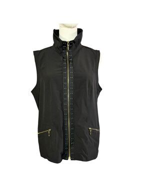 Zenergy by Chicos Full Zip Vest Black W/ Gold accents Chico's (1) U.S.(M)